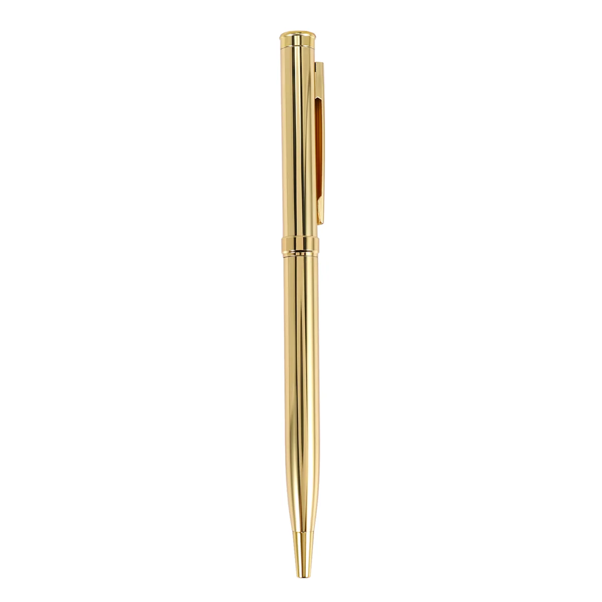 Metal Ballpoint Pen Stainless Steel Rotating Ball Pen for School Office Bright Writing Point 1.0mm (Golden)