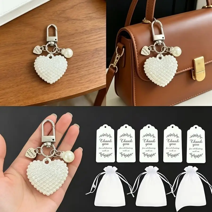 1/5/10/20/50/100pcs s/s of Heart-Shaped Keychains, with 