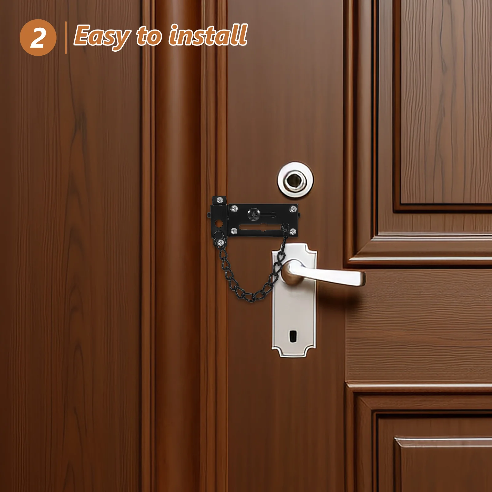 

1Set Door Security Chain Lock Stainless Steel Heavy Duty Indoor Safety Lock for Hotel Rooms Gate Latch Prevent Unauthorized