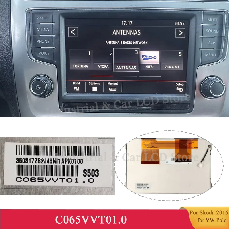 C065VVT01.0 6.5 Inch LCD Display Screen For  MIB Radio Navigation C065VVT01 C065VVT01.O LCD Replacement