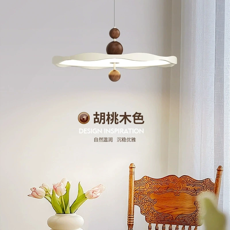 

French medieval style walnut wood color simple modern high-end feeling restaurant bedside pendant light