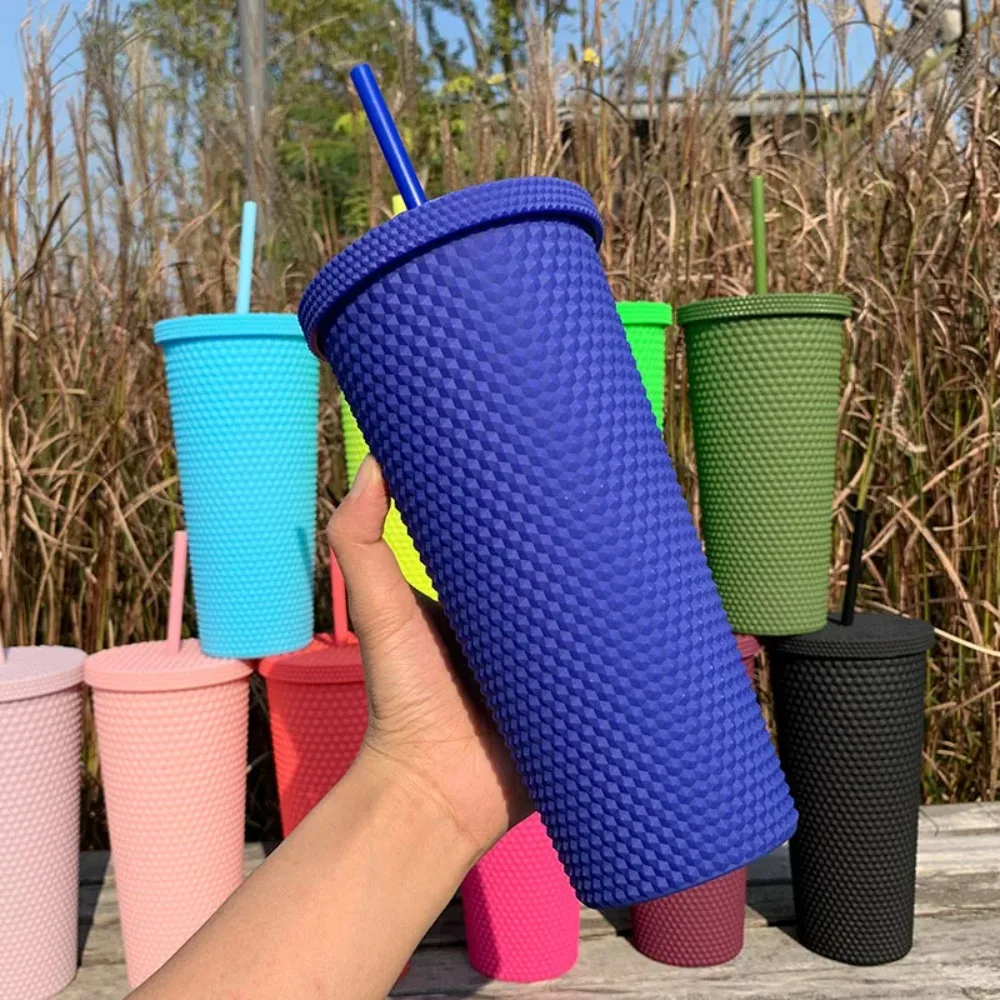 Diamond Radiant Goddess Cup Without LOGO 710ml Summer Cold Water Cup Tumbler With Straw Double Layer Plastic Durian Coffee Mug