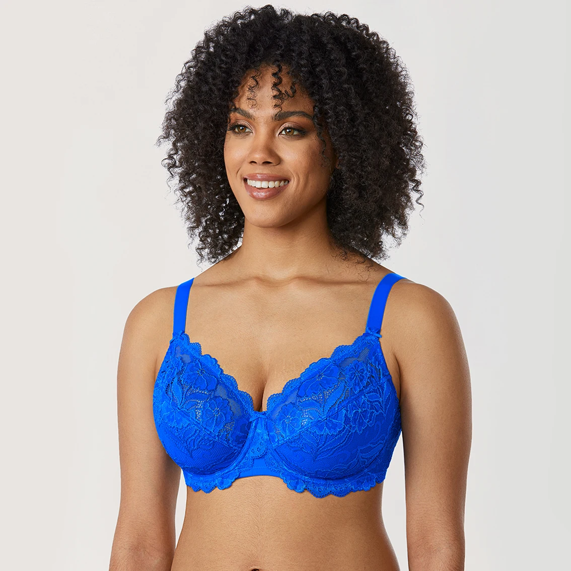 Women's Full Coverage Non Padding Floral Embroidery Underwired Plus Size Lace Bra Thin Summer Intimates Bras B-DD E F G H I