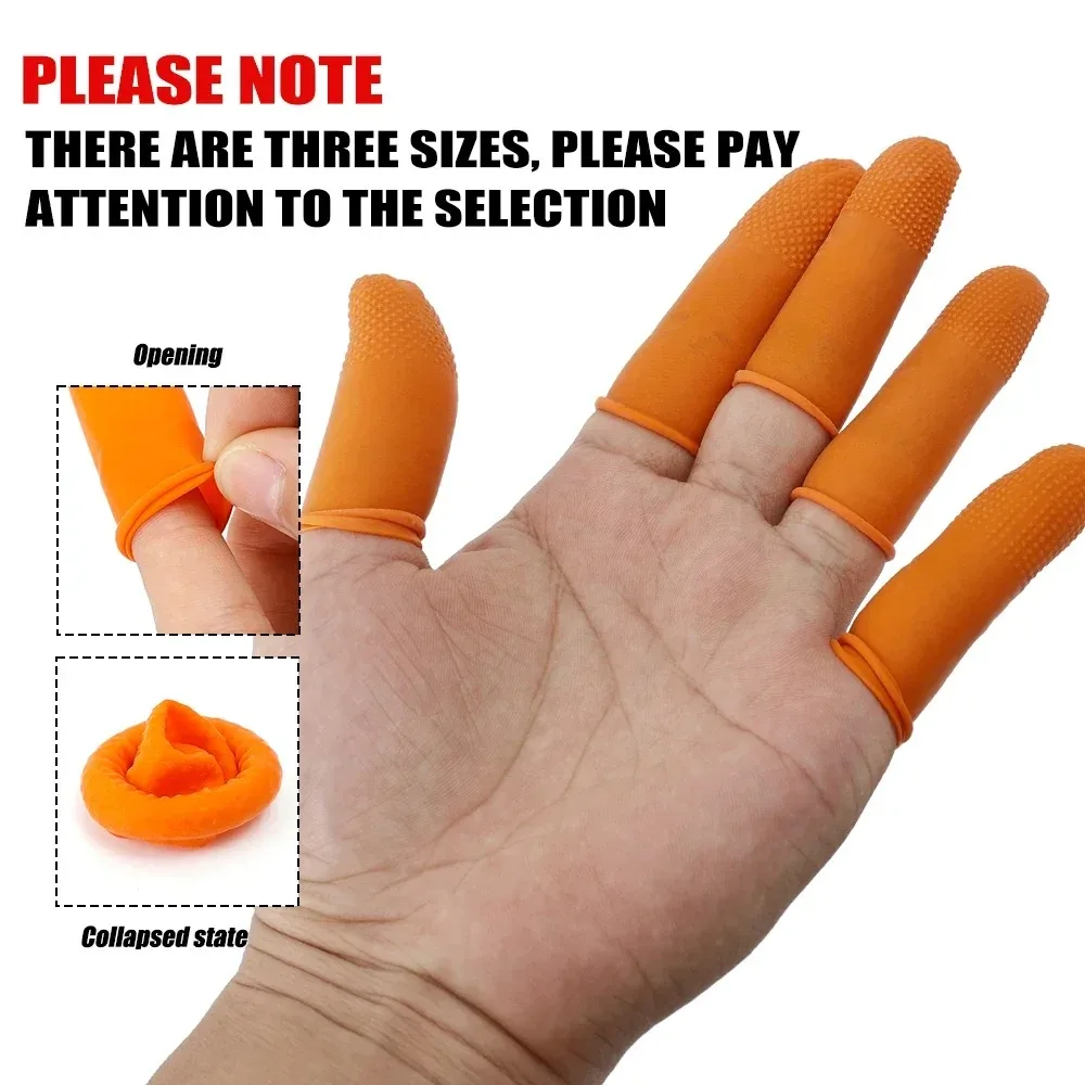 100/1Pcs Sturdy Non Slip Fingertips Natural Rubber Disposable Anti-static with Point Fingertips Protector Gloves Condoms S/M/L