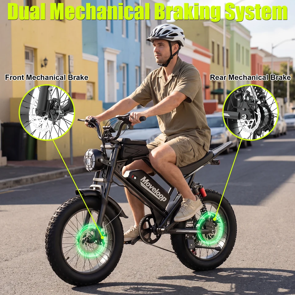 Electric Bike for Adults, 1500W/3000W Peak Electric Dirt Bike,70/80Miles 31/35MPH 48V15.6/20AH Removable Battery, 20"×4.0 "Fat Tire All-Terrain Ebike image 9