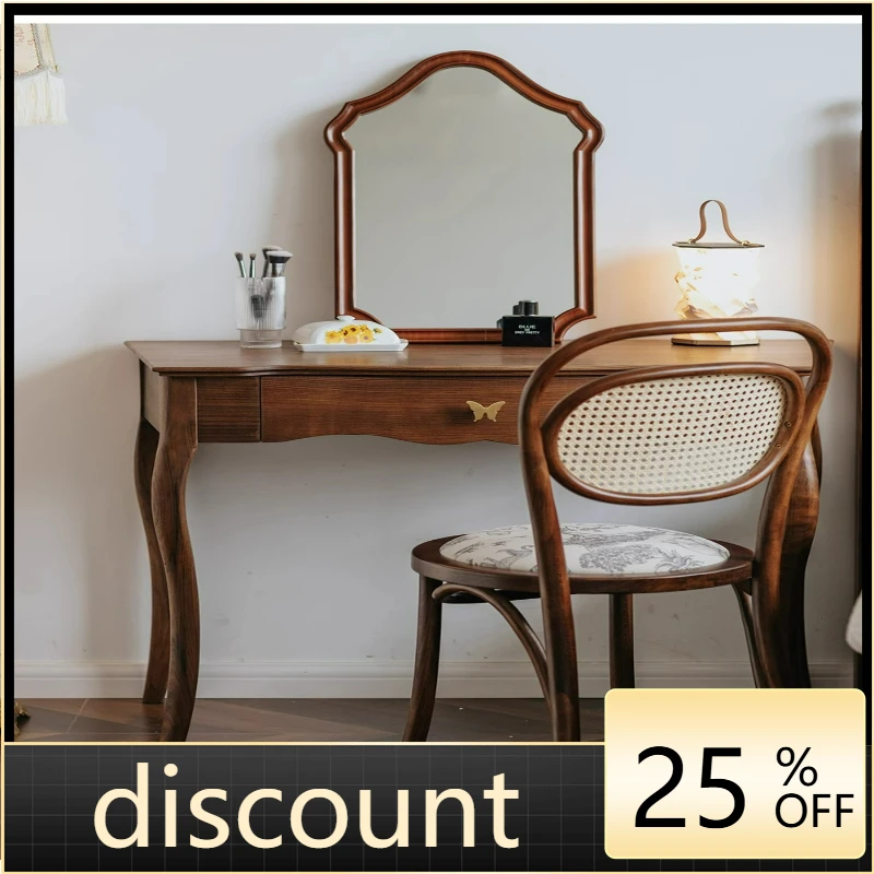 

LTT retro black walnut solid wood bedroom storage small apartment makeup table makeup table desk