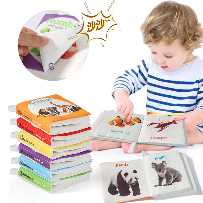 

6Pcs Colorful High Contrast Animal Cloth Books, 6-page early learning books, interactive educational gifts for kids