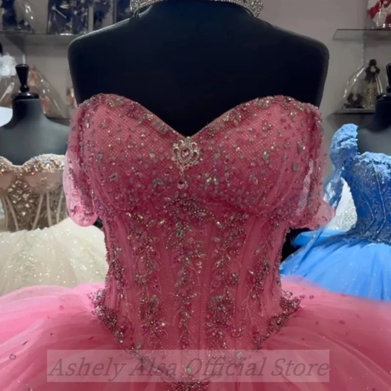 Vestidos Quinceanera com renda, vestido de baile rosa, doce 16 vestidos, festa de aniversário e baile, luxo, personalizado, 15, 14, 2024