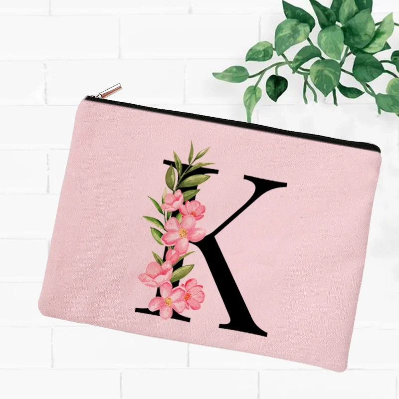 Women Makeup Bag Pink Canvas Cosmetic Cases Bridesmaid Handbag Travel Outdoor Party Wedding Gifts Makeup Box Bolsa Feminina Bag