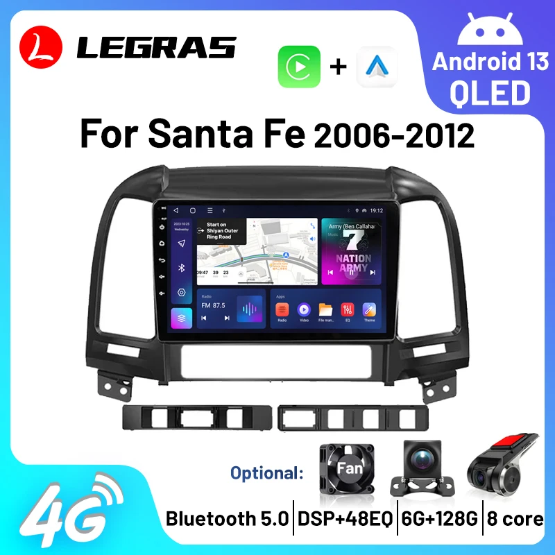 

For Hyundai Santa Fe 2 2006-2012 Android Car Radio GPS Navigation 2 Din 4G Multimedia Video Player DVD Carplay Stereo Head Unit