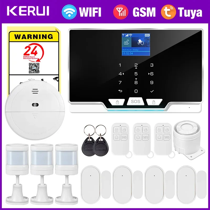KERUI Residential Smart Life GSM WiFi Alarm System for House Wireless Security Alarm Home Tuya Smart App Control work with ALexa