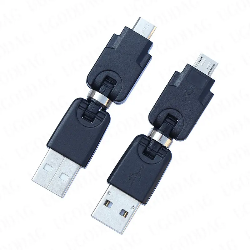 Micro USB męski na USB męski synchronizacja danych Adapter do ładowania Conveter 360 stopni kąt zmienny obrotowy dla Micro urządzenie USB