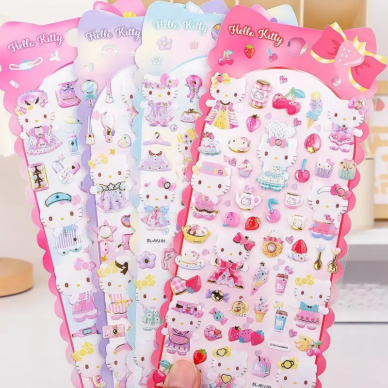 

Kawaii Sanrio Hello Kitty 3D Crystal Stickers Cartoon friends Girls Puzzle Stickers Decorative Hand Account Gooka Toys Gift