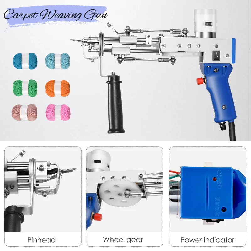 Tufting Gun 2 in 1 Set Cut Loop Pile DIY Tools Electric Carpet tapis Weaving Knitting Tufting Gun Weaving Flocking Rug Machine