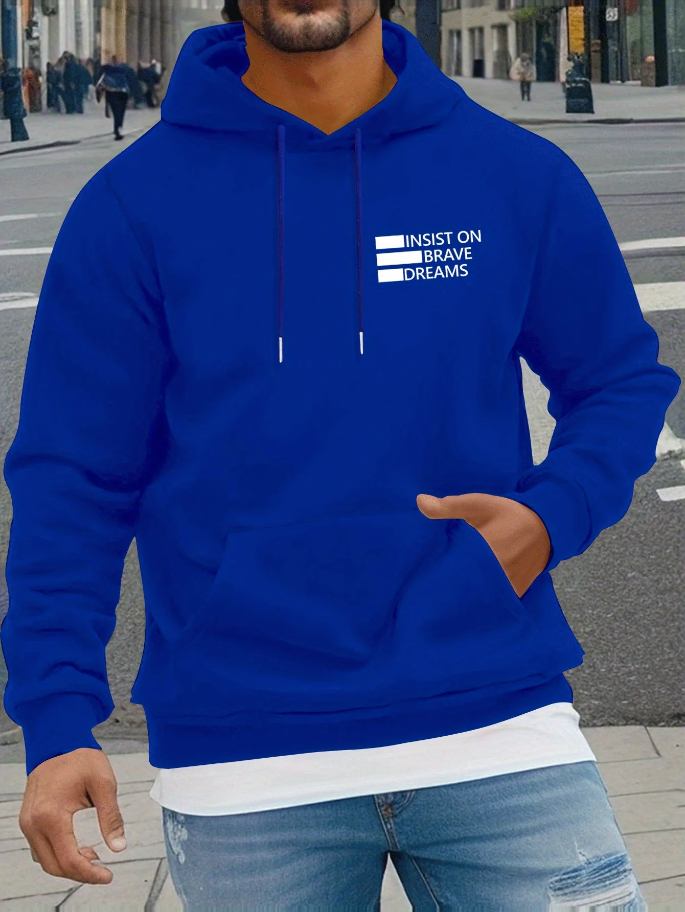 سويت شيرت رجالي برباط مطبوع عليه حلم شجاع، بلوفر كاجوال مريح بأكمام طويلة، هوديي للأنشطة الخارجية