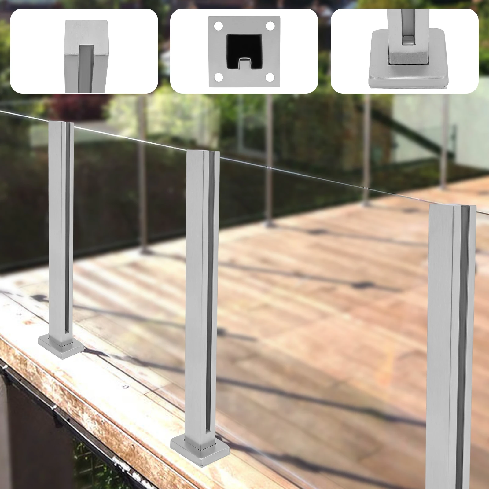 304 Stainless Steel 25.6-inch Glass Railing Column High Load-bearing End Column Glass Vertical Frame