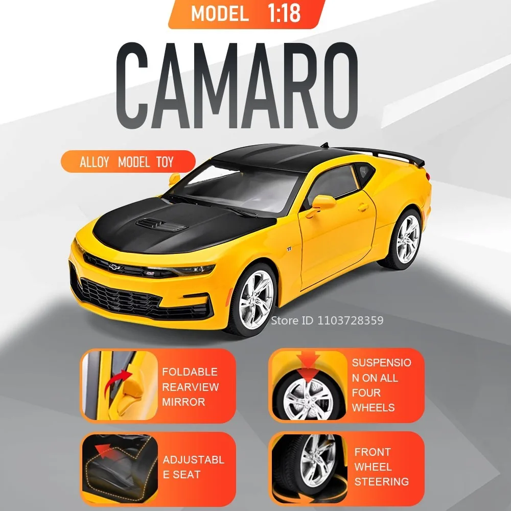 

1:18 Scale Camaro Huracan Sterrato Model Sports Car Toys Alloy Diecast Shock Absorption Doors Opened Home Decoration Supercars