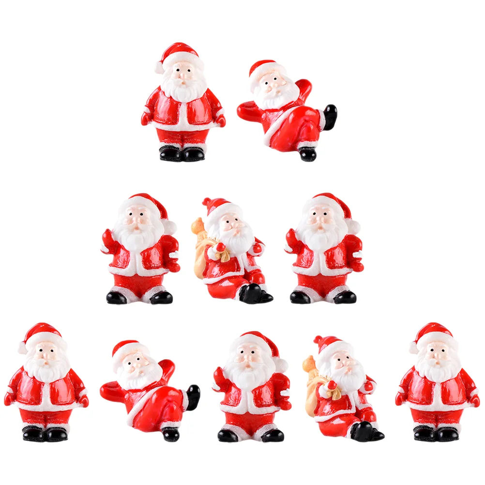 

10 Pcs Santa Christmas Claus Miniature Landscape Snow Ornaments Snowman Lantern Aquarium Decoration Fairy Cake Decorations