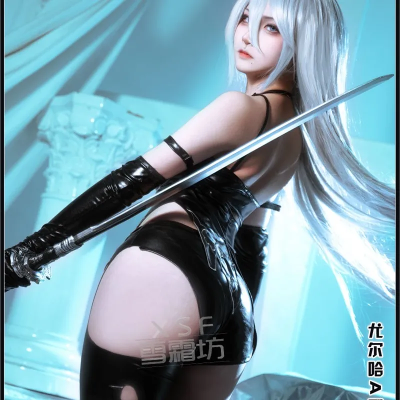 Nier Automata Yorha 2B Fato Cosplay para Mulher, Roupa extravagante toda preta, Jogos de RPG, Festa de Halloween