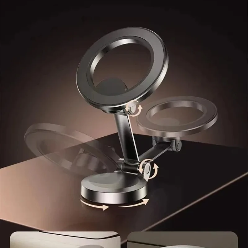 Universal Magnetic Car Mount Foldable, 360° Adjustable Alloy Holder for Most Smartphones with Magnetic Case