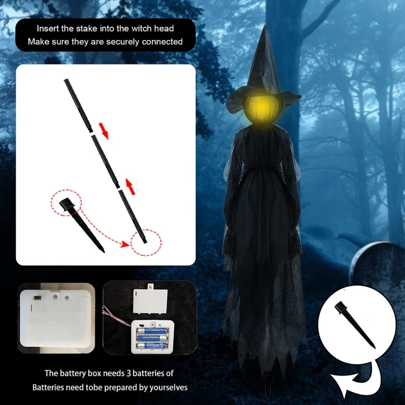Halloween Decorations Outdoor Large Light Up Holding Hands Screaming Witches Scary Decor for Home Outside Yard Lawn Garden Party