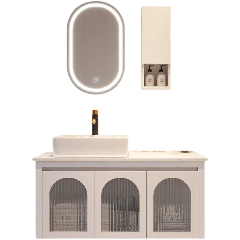 

Nordic Style Bathroom Vanity Cabinet with Top Sink Bathroom Cabinet with Samrt Mirror Cabinet Slate Washbasin Bathroom Furniture