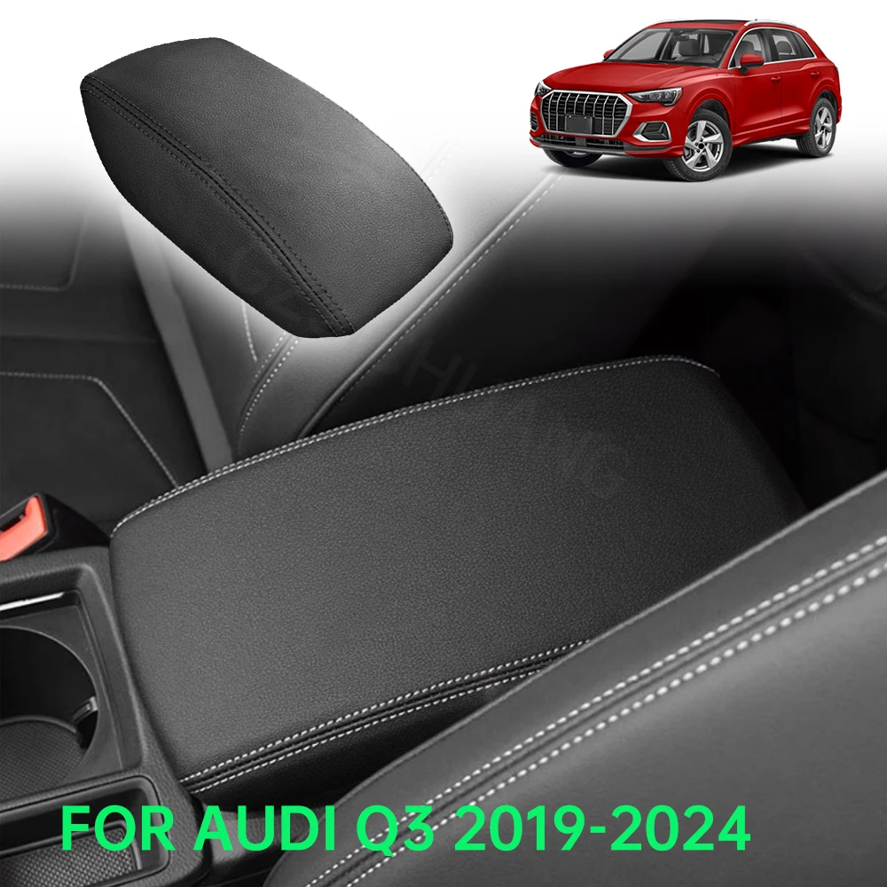 

Car Armrest Box Cover For Audi Q3 2019-2023 2024 Leather Central Control Armrest Decoration Protector Car interior Accessories