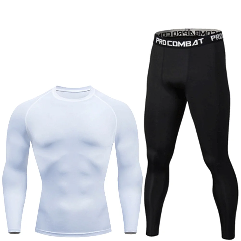 

Компрессионный мужской брючный костюм с длинными рукавами для фитнеса, плотный бег, тренировочная футболка для бега, тренажерный зал, защита от сыпи, дышащая
