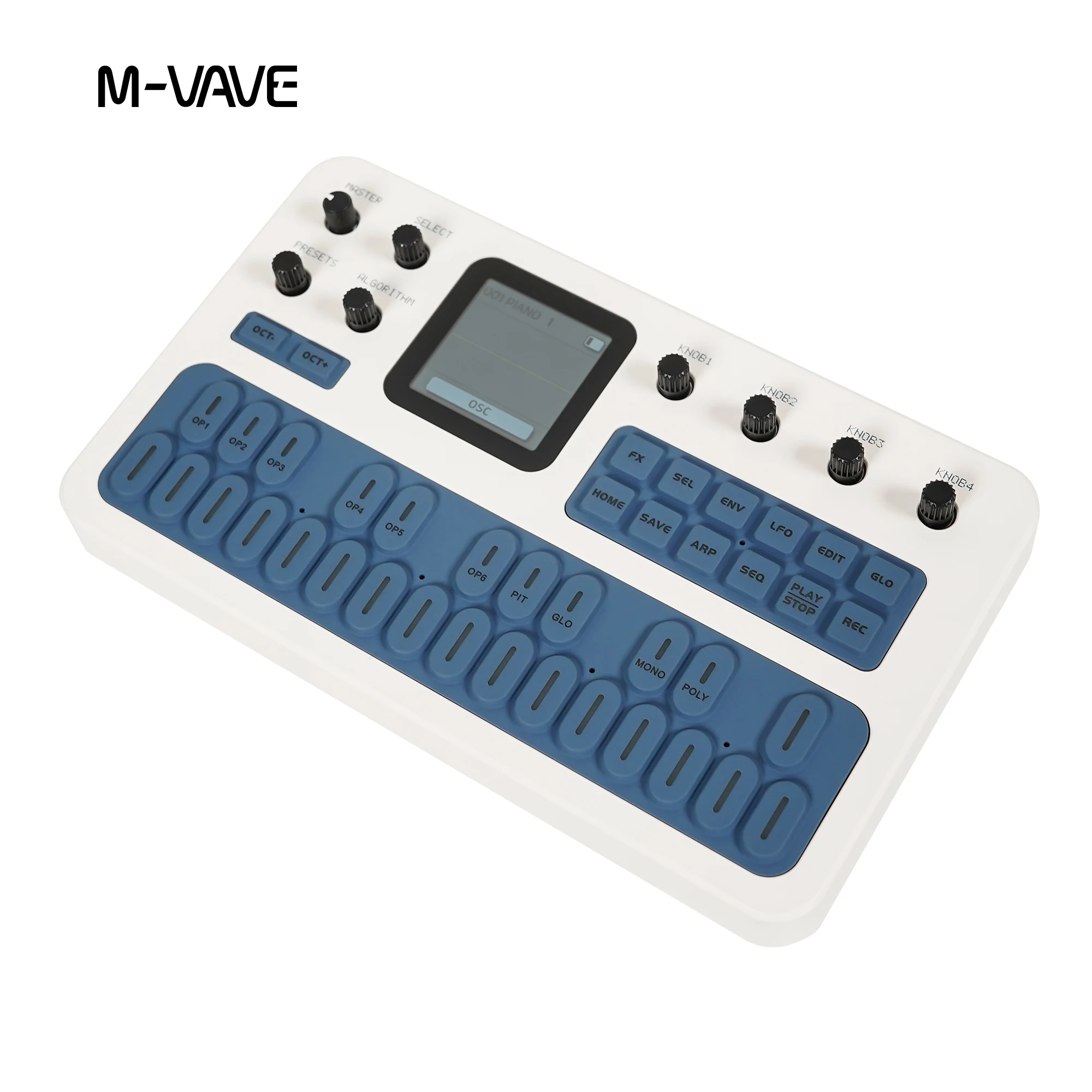 M-VAVE FM-1（SK15） Digital Wave Synthesizer, Blue Version, LCD Screen, Built-in Multi Effects ARP Sequencer for Music Production