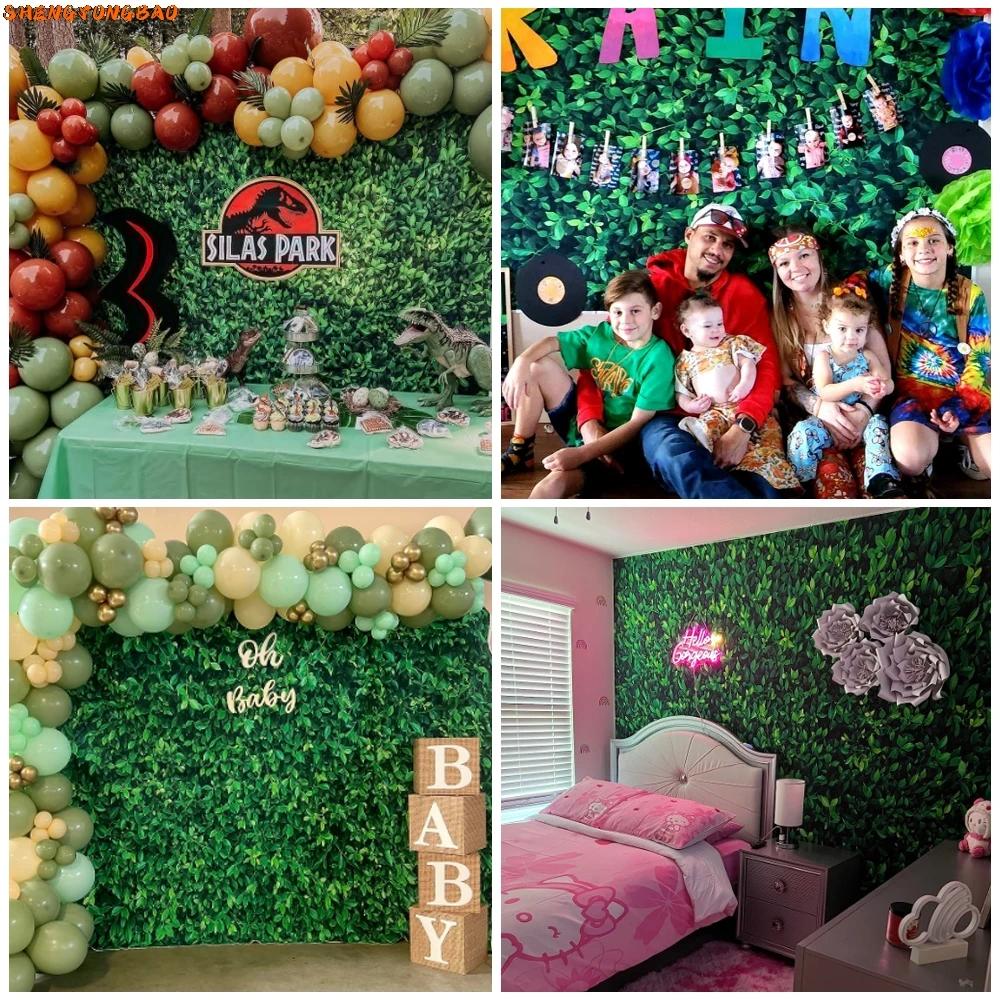 Green Leaves Background for Photography Tropical Jungle Grass Leaf Wall Wedding Baby Shower Birthday Party Backdrop Photo Studio