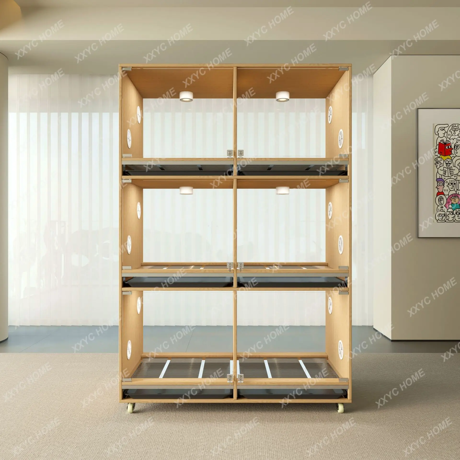 LDog cage Solid wood display Foster cabinet with tray toilet Small  cage  Large dog fence