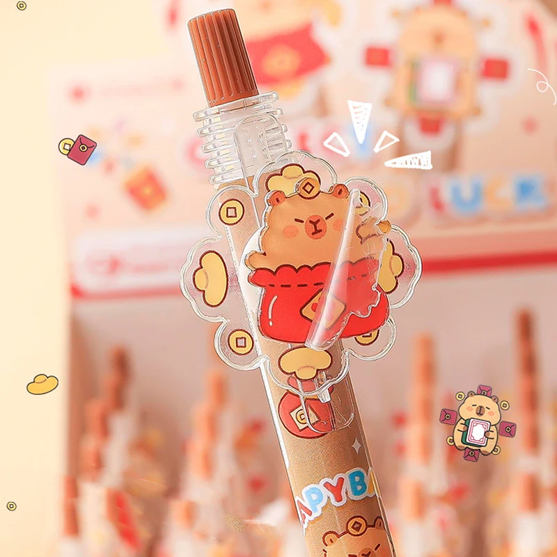 Kawaii การ์ตูน Capybara กดปากกาเจล Quick-Drying Neutral ปากกาเขียน Smooth ปากกาอุปกรณ์สํานักงานเครื่องเขียนนักเรียนของขวัญ