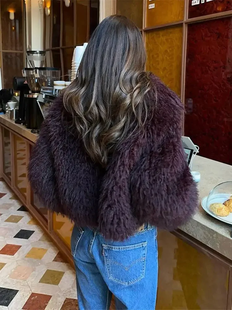 2024 New Chic Warm Fluffy Faux Fur Coat Women Elegant Lapel Long Sleeve Cardigan Jacket Female Fashion Winter Street Outerwear ﻿