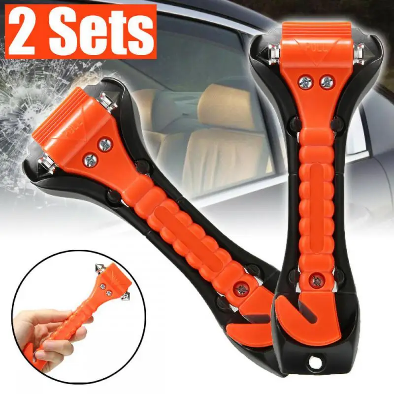 1/2PCS Safety Hammer Camping Driving Car Seat Belt Cutter 2-in-1 Emergency Break Window Glass Punch Survival Life Rescue Tools