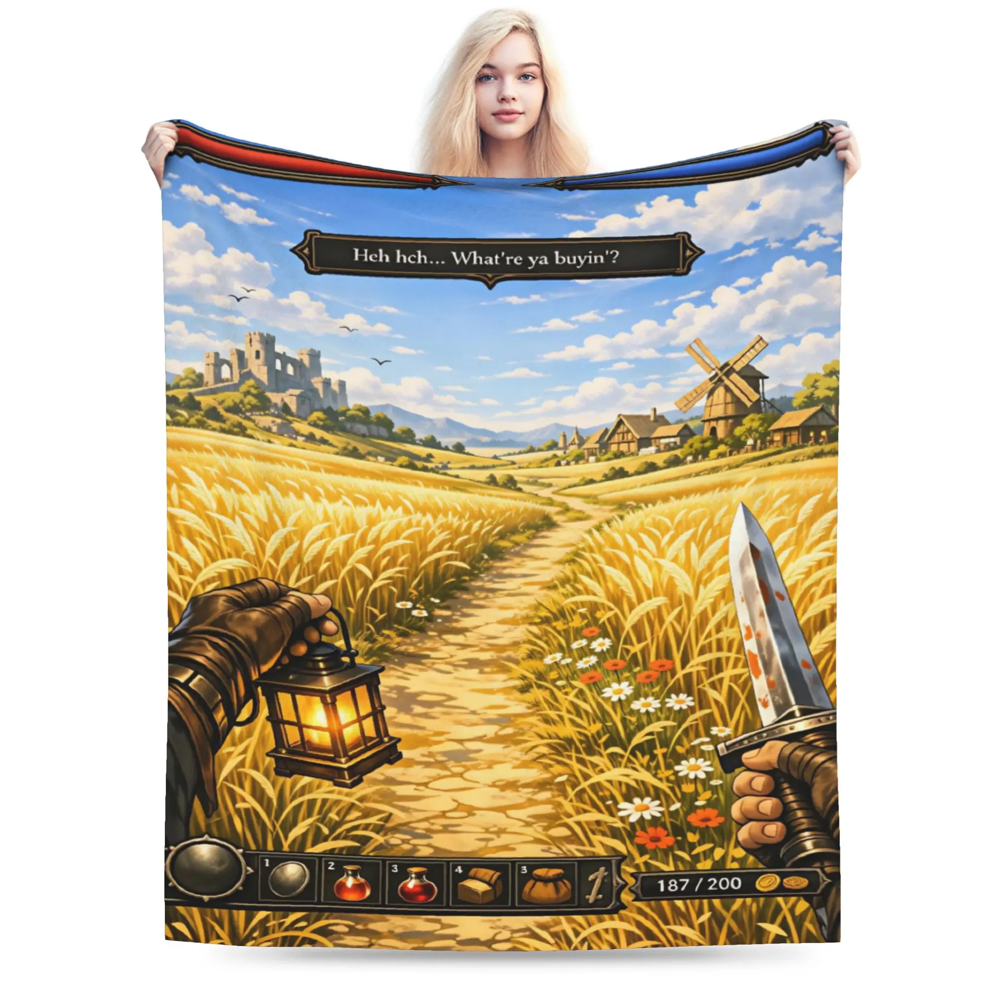 Warm Soft Blanket Old School Runescape OSRS Maxed 99 All Skills Total Level Throw Blanket  Flannel Bedspread For Couch Bed