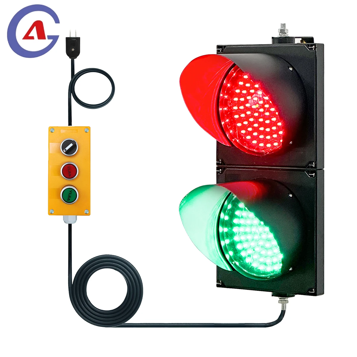 

Traffic Light Button Controller 8inch 200mm Traffic Light , AC85 - 265V/DC 12-36V, 6m/19.7ft Cable, Stop/Go Lights, PC Housing