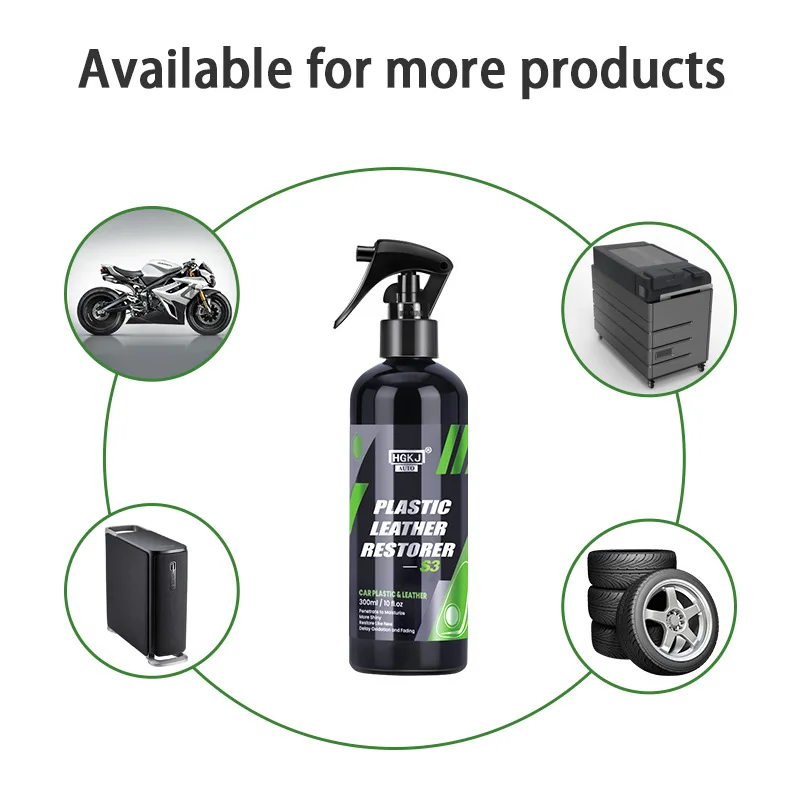 Car Plastic Restorer Polish Leather Cleaner Spray Back To Black Gloss 50ml/100ml/300ml Interior Plastic Renovator Car Accessorie