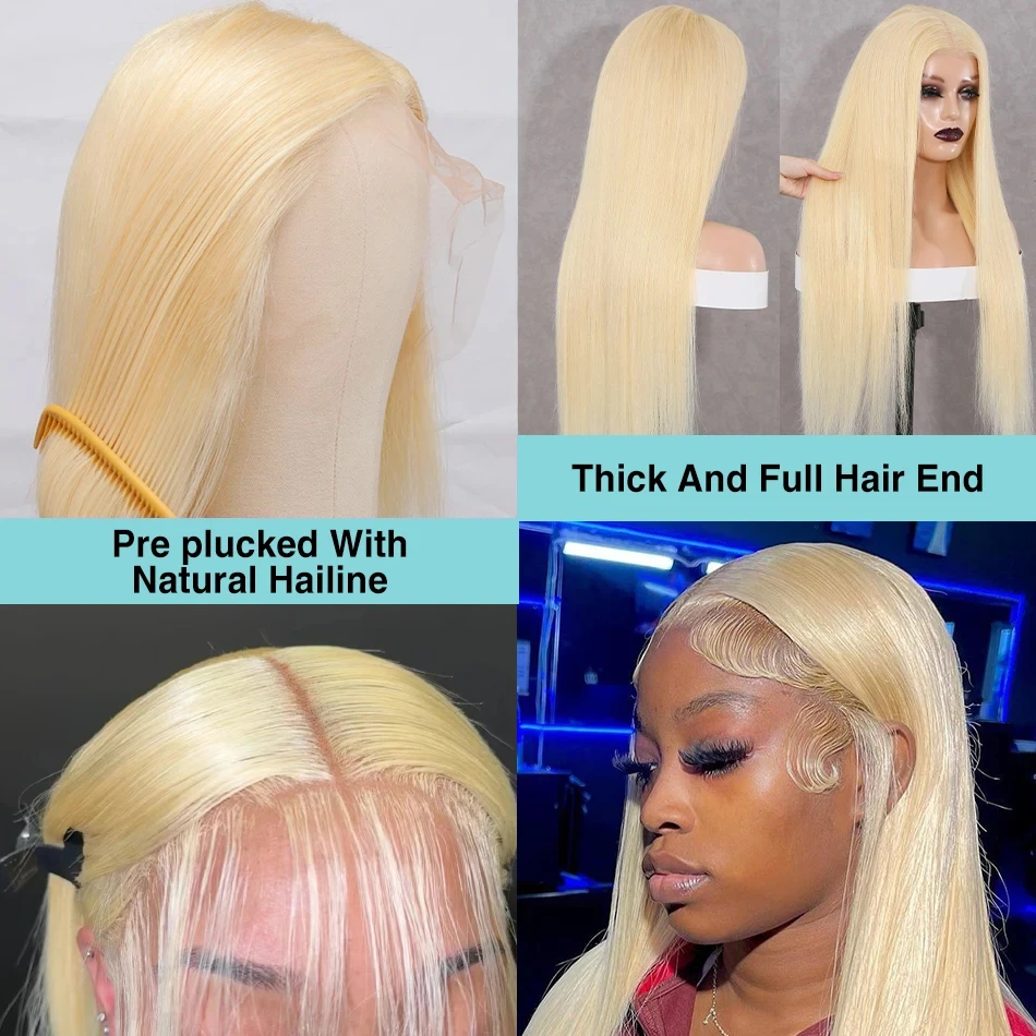 Human Hair 613 Blonde Wigs 13x6 HD Transparent Lace Frontal Brazilian Bone Straight Front 100% Colored Wigs For Women Choice