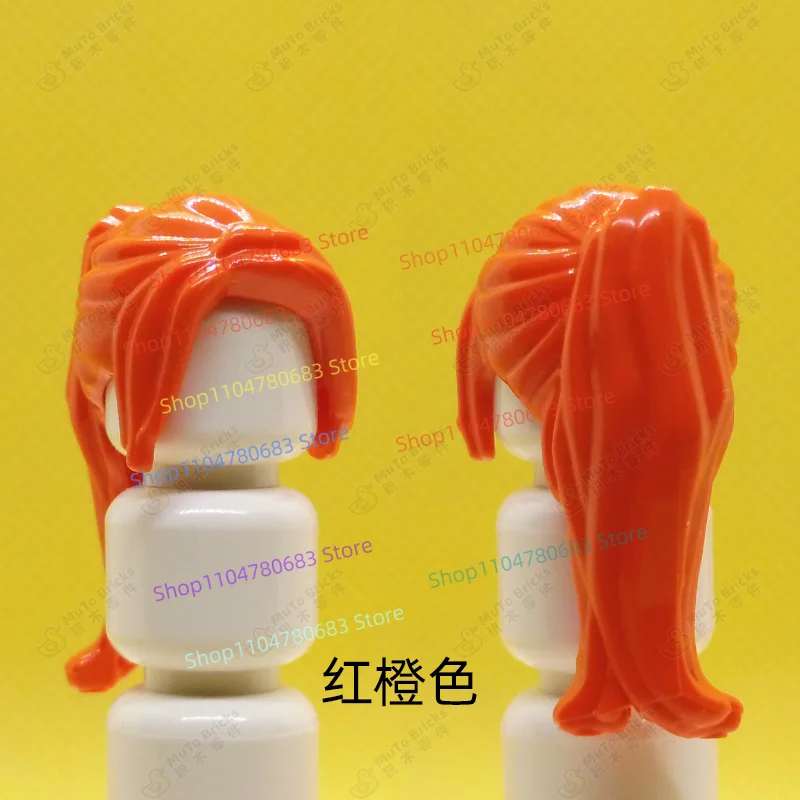 MOC اللبنات العسكرية طويلة ذيل حصان الشعر البسيطة الشكل التجمع نموذج عرض الكرتون أنيمي الملحقات لعبة هدية