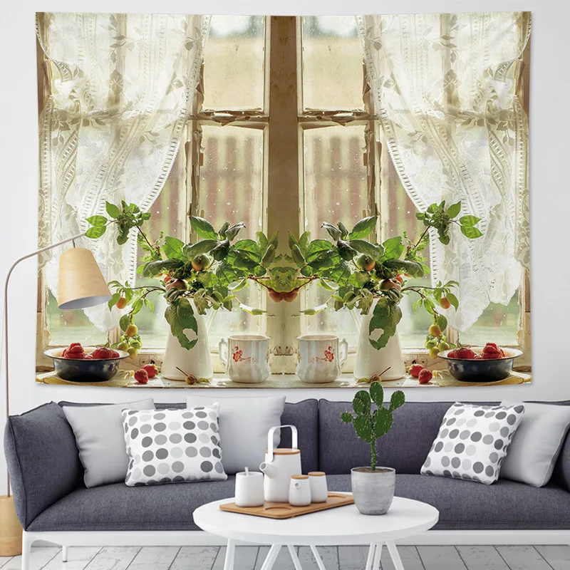 INS Seascape Tapestry Beautiful Landscape Sunset Background Net Red Live Bedroom Wall Cloth Dormitory Decorative Hanging Tapestr