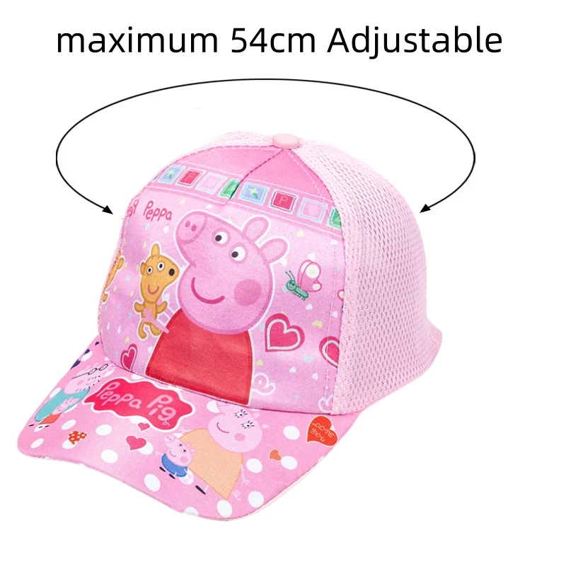 Cartoon Peppa Pig Baseball Cap Hat Adjustable Peppa Pig Cosplay Hip Hop Kids Girls Summer Sunshade Hat Gift for Girls