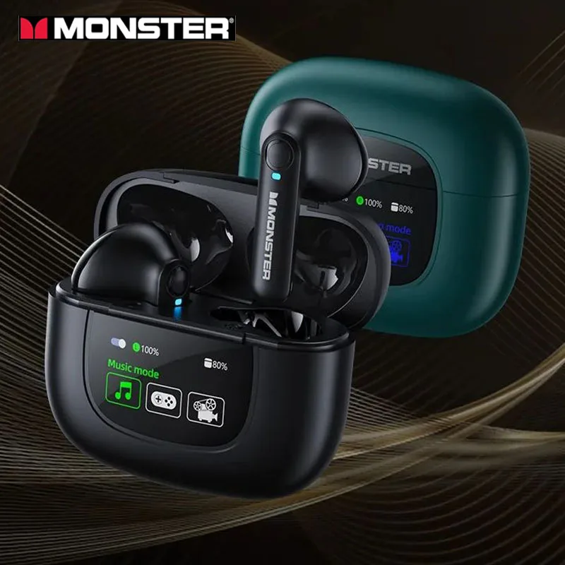 Top Monster Xkt20 Bluetooth Oortelefoons Draadloze 5.4 Versie Geleid Intelligente Digitale Display Scherm Ruisonderdrukking Gaming Oordopjes