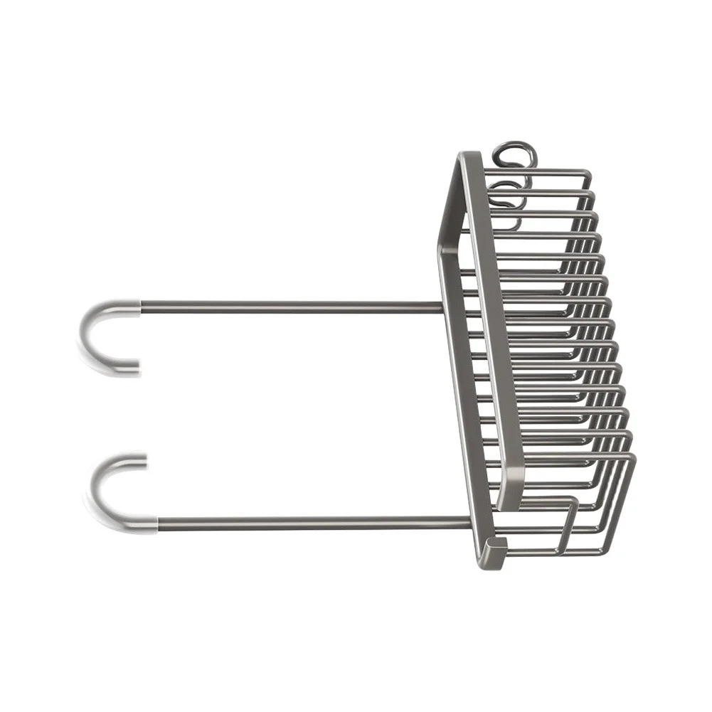 Compact Hanging Shower Organizer with Multi-Level Storage and Front-Mounted Hooks for Efficient Toiletry Organization