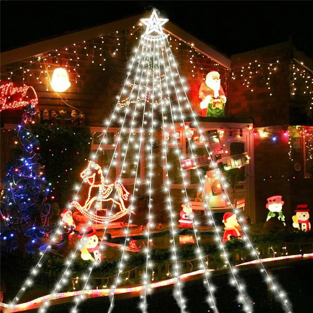 350 LED Christmas Decorations Star Light Outdoor 3.5M Tree Lights Waterproof Christmas Lights for Yard Garden Indoor Outdoor