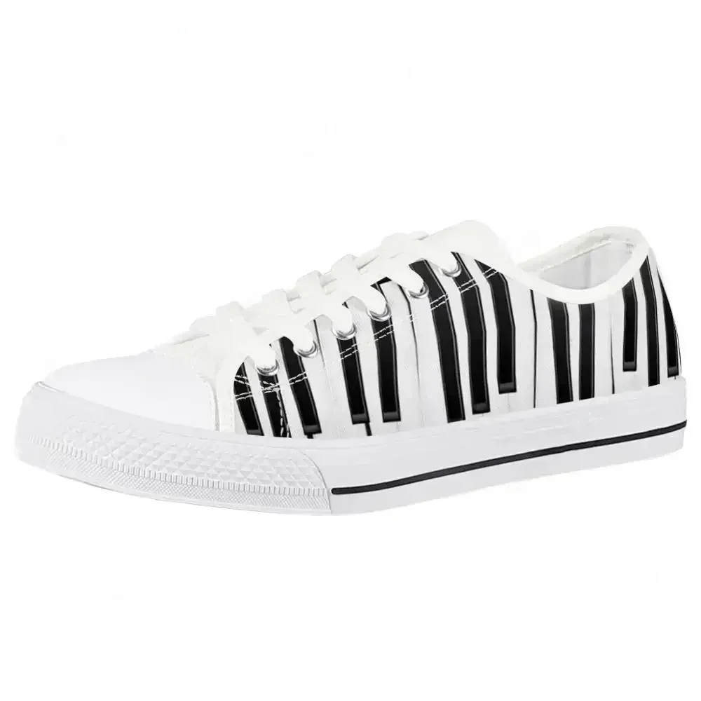 Music Notes Print Piano Pattern Low Top High Quality Sneakers Mens Womens Teenager Canvas Sneaker Couple Shoes Custom Made Shoe