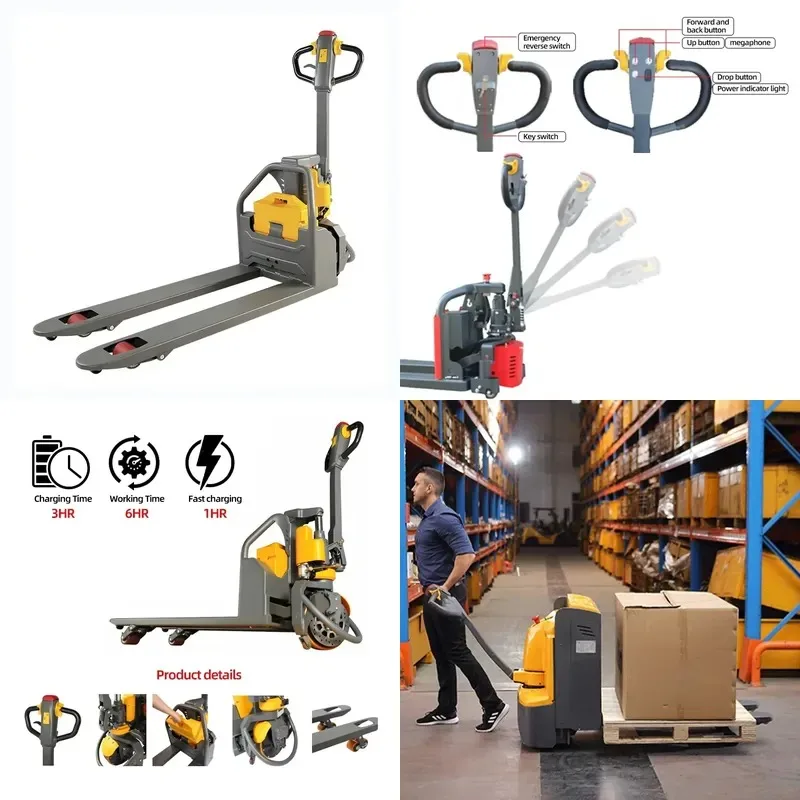 Battery Powered Hydraulic Electric Rough Terrain Forklift Electric Pallet Truck Manual Pallet Jack