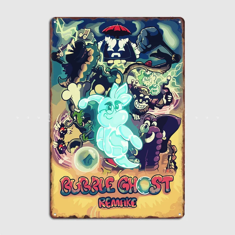 Bubble Ghost Remake Game Art Retro Poster Metal Posters Sign Indoor Outdoor Room Decoration Home Bar Decor Wall Decor