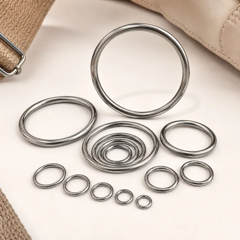 

10Pcs 15-100mm Stainless Steel O Rings Bag Strap Buckles Round Connector Loops for Webbing Purse Backpack Luggage DIY Hardware