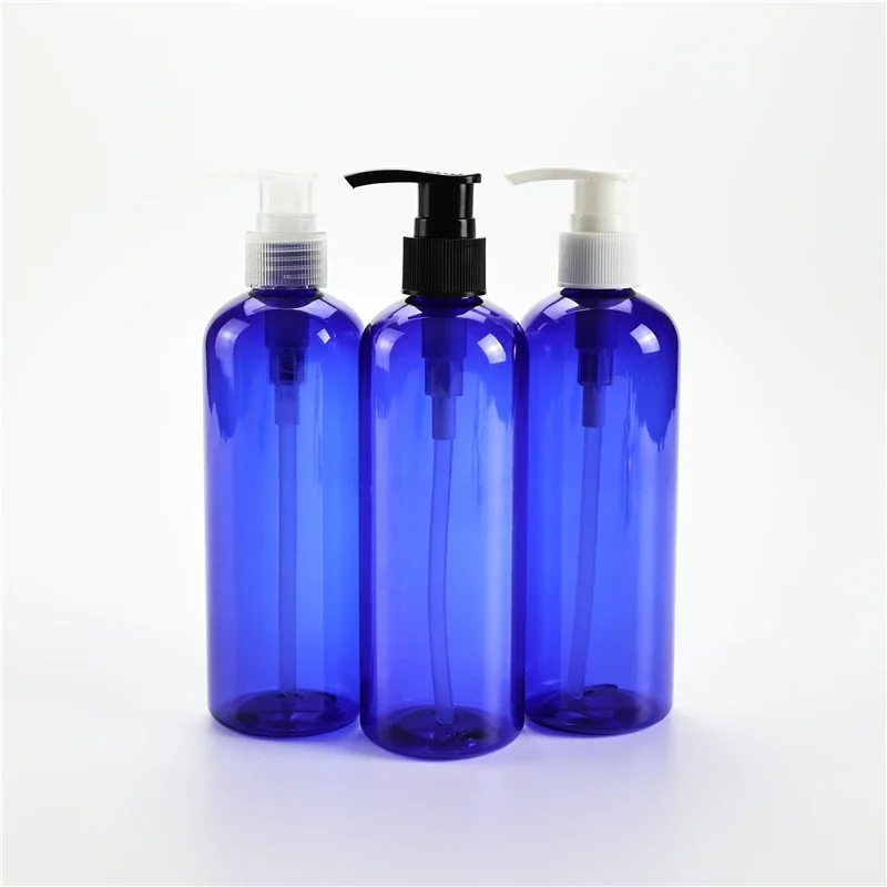

Blue 300ML X 20 Empty Plastic Round Shoulder Bottle Liquid Soap Pump Container For Personal Care Lotion Pump Cosmetic Containers