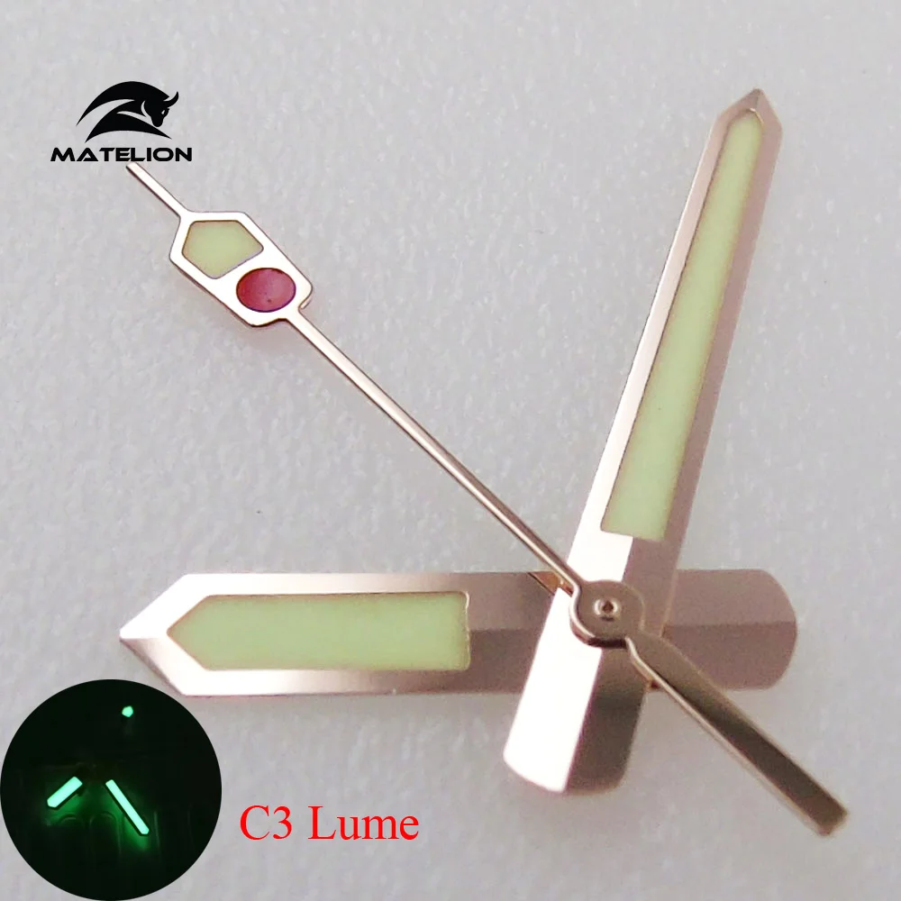 MATELION C3 Super Lume Fit NH35 NH36 NH70 NH72 7S26 7002 4R35 Movement Rose Gold Watch Hand Luminous Watch Parts Accessories